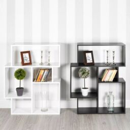EONLION 5-Section Wooden Bookcase, Modern Cubed Display Unit Furniture in White - thumbnail 1
