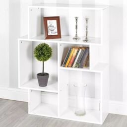 EONLION 5-Section Wooden Bookcase, Modern Cubed Display Unit Furniture in White - thumbnail 3