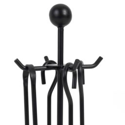 Charles Bentley Cedar Fireside Companion Set with Poker Tongs Coal Shovel Brush Tool Stand Iron in Black - thumbnail 6