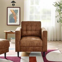 FurnitureboxUK Jade Modern Faux Leather Armchair in Tan - thumbnail 2