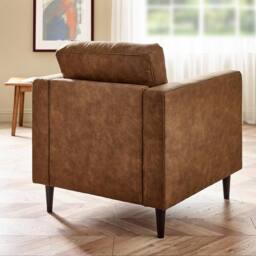 FurnitureboxUK Jade Modern Faux Leather Armchair in Tan - thumbnail 3