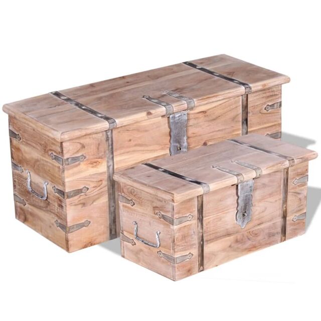 Berkfield Home Two Piece Storage Chest Set Acacia Wood in Brown - image 1