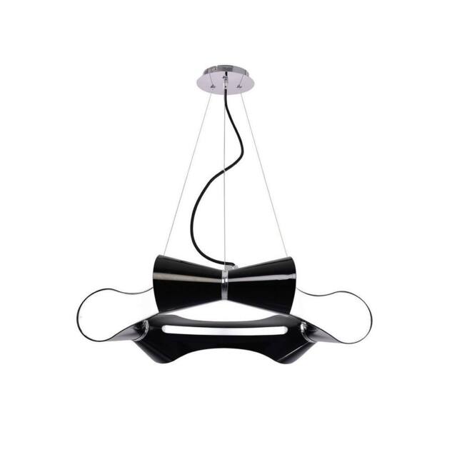 Netlighting Ora Pendant 6 Flat Round Light E27 Gloss Black White Acrylic Chrome - image 1