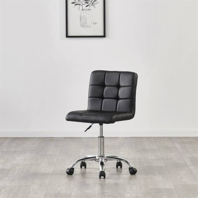 Havendro Black Adjustable Swivel PU Leather Office Desk Stool - Size: 100 cm x 15 cm - image 1