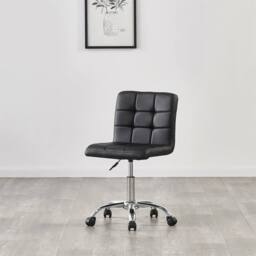 Havendro Black Adjustable Swivel PU Leather Office Desk Stool - Size: 100 cm x 15 cm - thumbnail 1