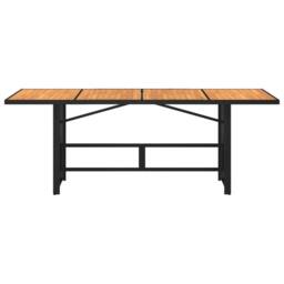 Berkfield Home Garden Table with Acacia Wood Top Black 190x80x75 cm Poly Rattan - Size: 190 x 80 x 75 cm - thumbnail 4