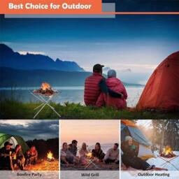 FLAVORA Portable Fire Pit for Camping, Outdoor Folding in Silver - thumbnail 4
