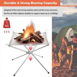 FLAVORA Portable Fire Pit for Camping, Outdoor Folding in Silver - thumbnail 2