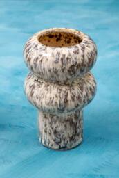 Orsina Small Vase, Beige Stoneware Vase, Free Standing Vase for Contemporary Homes, Marbling Effect Stoneware Vase in White - thumbnail 3