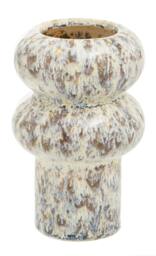 Orsina Small Vase, Beige Stoneware Vase, Free Standing Vase for Contemporary Homes, Marbling Effect Stoneware Vase in White
