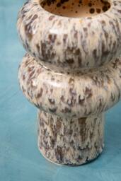 Orsina Small Vase, Beige Stoneware Vase, Free Standing Vase for Contemporary Homes, Marbling Effect Stoneware Vase in White - thumbnail 5