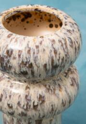 Orsina Small Vase, Beige Stoneware Vase, Free Standing Vase for Contemporary Homes, Marbling Effect Stoneware Vase in White - thumbnail 2