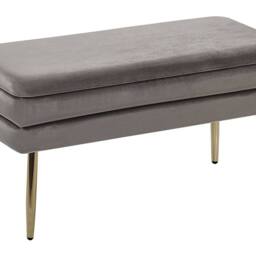 Wyld and Coco Grey Velvet Storage Bench with Golden Legs - thumbnail 2
