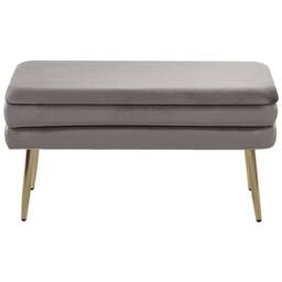Wyld and Coco Grey Velvet Storage Bench with Golden Legs - thumbnail 5