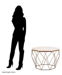 Orsina Octagon White Marble Coffee Table, Luxe Geometric Marble Top Table With Golden Iron Base in Gold - thumbnail 5