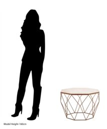 Orsina Octagon White Marble Coffee Table, Luxe Geometric Marble Top Table With Golden Iron Base in Gold - thumbnail 4