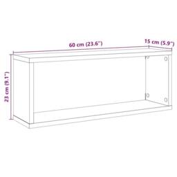 Berkfield Home Wall Cube Shelf 4 pcs White 60x15x23 cm Engineered Wood - Size: 60 x 15 x 23 cm - thumbnail 9