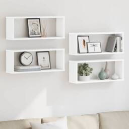 Berkfield Home Wall Cube Shelf 4 pcs White 60x15x23 cm Engineered Wood - Size: 60 x 15 x 23 cm - thumbnail 2