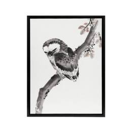 "Artery8 Owl 1841 Album Of Sketches Framed Canvas Wall Art Print Hokusai in Grey - Size: W12"" x H16""" - thumbnail 1