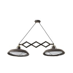 Netlighting Plec LED 2 Light Double Adjustable Outdoor Ceiling Pendant Bar Light Old Brown IP44 - thumbnail 2