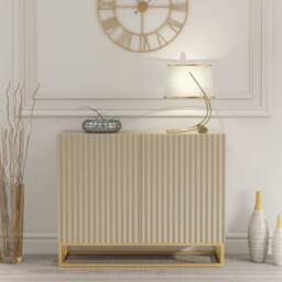Creative Furniture Ripple Sideboard 100cm - Cashmere Warm Beige Taupe Finish with Gold - thumbnail 1