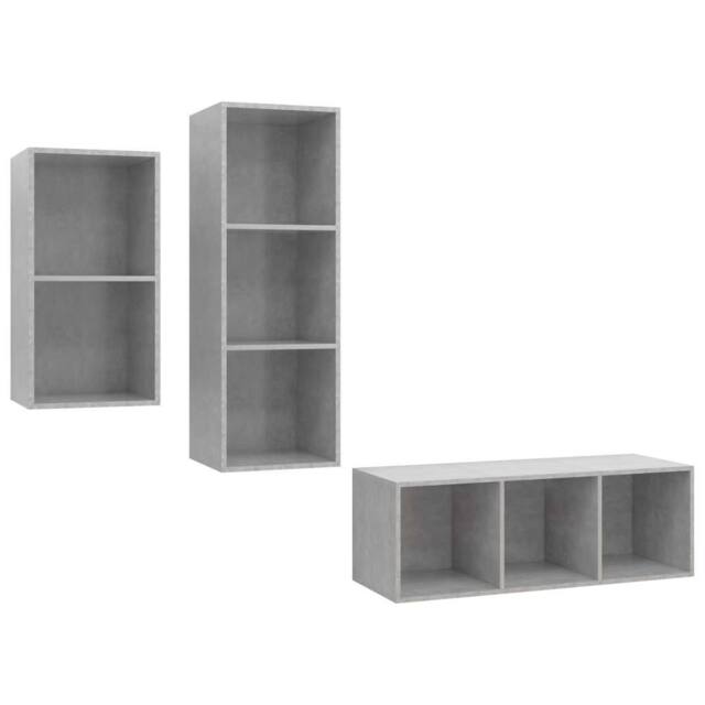 Berkfield Home 3 Piece TV Cabinet Set Concrete Grey Engineered Wood - image 1