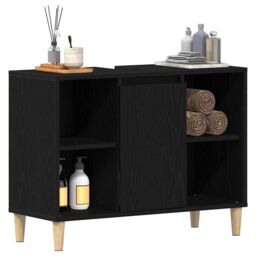 Berkfield Home Sink Cabinet Black Oak 80x33x60 cm Engineered Wood - Size: 80 x 33 x 60 cm - thumbnail 4