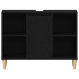 Berkfield Home Sink Cabinet Black Oak 80x33x60 cm Engineered Wood - Size: 80 x 33 x 60 cm - thumbnail 6