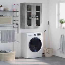 Berkfield Home Wall Mounted Cabinet Concrete Grey 69.5x34x90 cm - thumbnail 2
