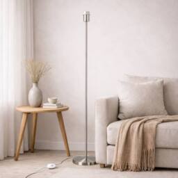 CGC Lighting CGC Lena Brushed Nickel Straight Floor Lamp in Silver - thumbnail 5