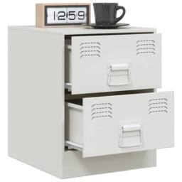 Berkfield Home Stylish Bedside Cabinet White 34.5x39x44 cm Steel - thumbnail 5