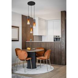 Netlighting Annika Cluster Pendant Matt Black Copper Glass Shade 3x E27 - thumbnail 3