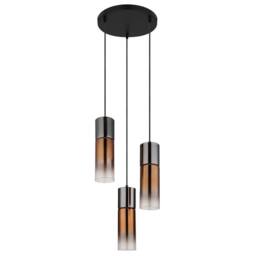 Netlighting Annika Cluster Pendant Matt Black Copper Glass Shade 3x E27 - thumbnail 2