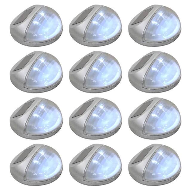 Berkfield Home Outdoor Solar Wall Lamps LED 12 pcs Round Silver - image 1