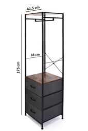 FWStyle 3 Tier Black Metal Hallway Coat & Shoe Rack With Rail - thumbnail 6