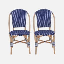 sweeek Pair Of Rattan Bistro Chairs & Polyrattan in Blue - thumbnail 2