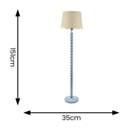 ValueLights Bobbins Powder Blue Floor Lamp with Linen Scallop White Trim Shade in Pale Blue - thumbnail 4