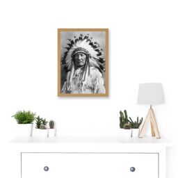 Artery8 Native American Dian Mountain Chief A4 Artwork Framed Wall Art Print in Light Oak - thumbnail 2