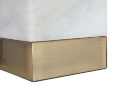 Orsina White Marble Accent Lamp With Cream Shade, Modern Table Lamp With Brass Finish Base, Marble Block Lamp - thumbnail 3