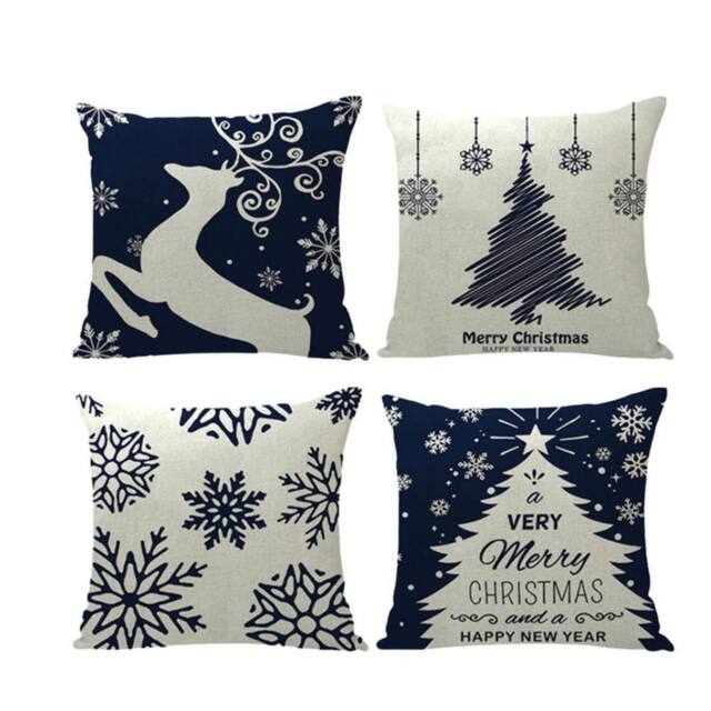 Lovii Navy Christmas Cushion Covers Set - Size: 45 cm x 45 cm - image 1