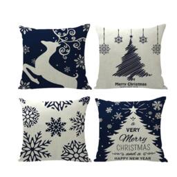 Lovii Navy Christmas Cushion Covers Set - Size: 45 cm x 45 cm - thumbnail 1