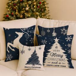 Lovii Navy Christmas Cushion Covers Set - Size: 45 cm x 45 cm - thumbnail 2