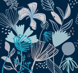 Superfresco Easy Scandi Floral Navy Print To Order 3m x 2.8m Mural - thumbnail 2