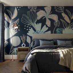 Superfresco Easy Scandi Floral Navy Print To Order 3m x 2.8m Mural - thumbnail 1