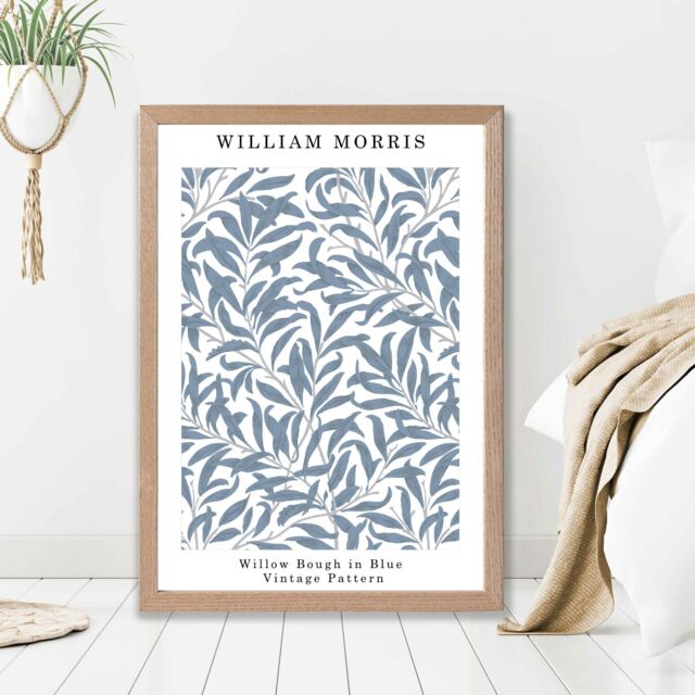 ARTZE William Morris Willow in Blue Art Print / Oak Frame / SIZE: A3 in Mid Blue - Size: A4 - image 1