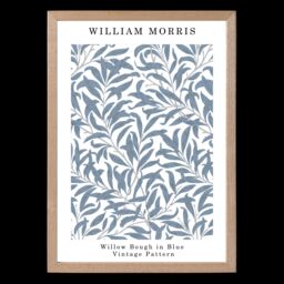 ARTZE William Morris Willow in Blue Art Print / Oak Frame / SIZE: A3 in Mid Blue - Size: A4 - thumbnail 2