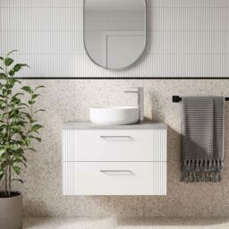 Balterley 2 Drawer Wall Hung Vanity Unit Grey Laminate Worktop, White 800mm - thumbnail 8