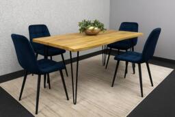 KOSY KOALA Dining Table Set With 4 Blue Velvet Chairs Dining Furniture - thumbnail 2