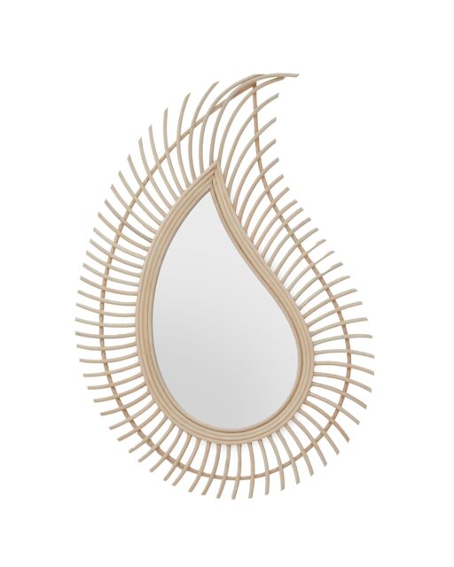 Orsina Teardrop Rattan Wall Mirror, Large Wood Wall Mirror, Mirror with Rattan Frame, Reliable Tear Mirror in Natural - image 1
