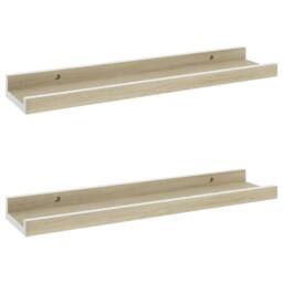 Berkfield Home Wall Shelves 2 pcs White & Sonoma Oak 40x9x3 cm - Size: 40 x 9 x 3 cm - thumbnail 1
